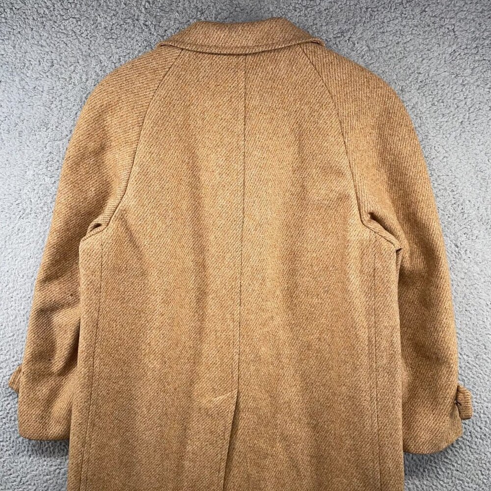 Vintage Grenadier Mens 40 Wool Tweed Single Breasted Over Coat Tan Brown Mad Men - Picture 15 of 16